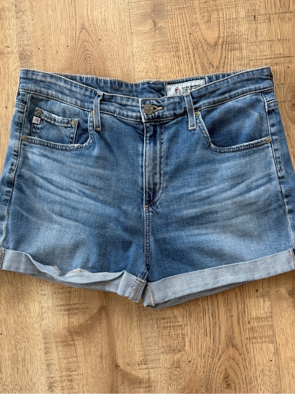 AG Adriano Goldschmied vintage wash The Hailey Cuff Denim Shorts
